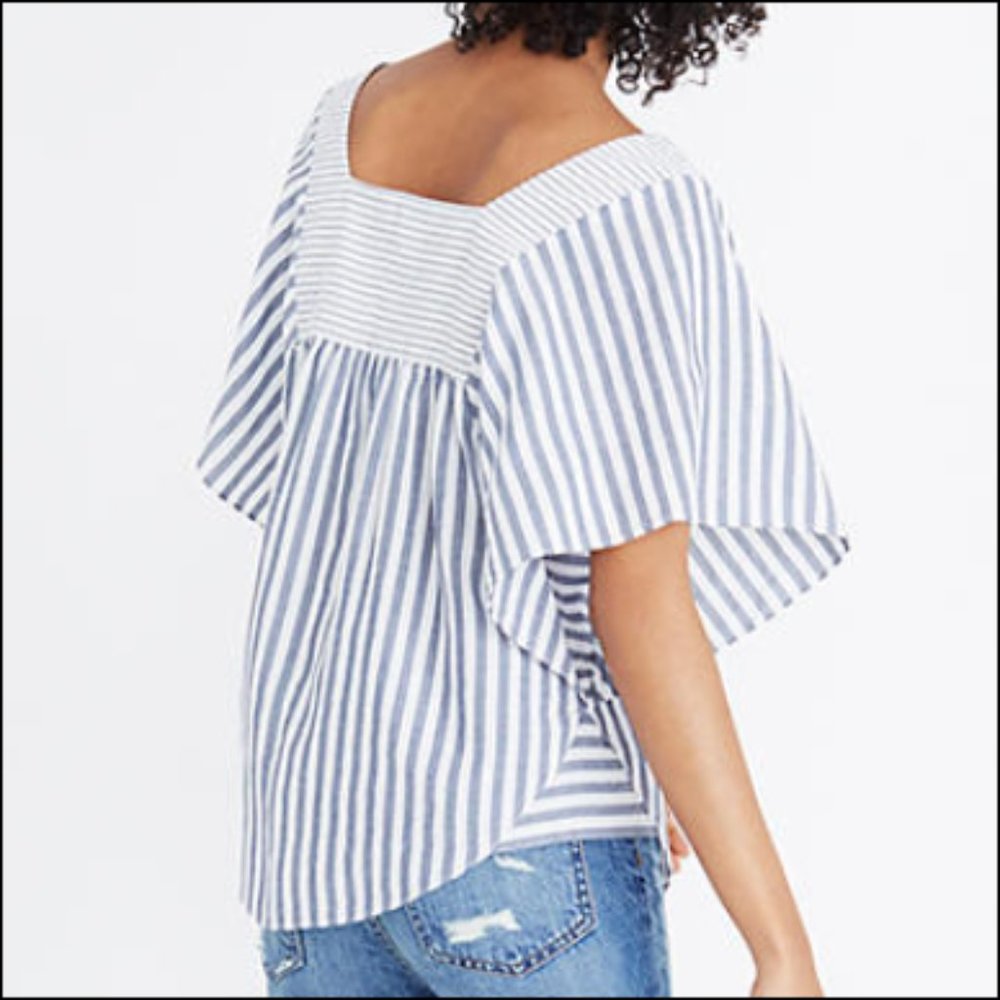 NWT MADEWELL TOP Butterfly Stripe Play Bluish Gray 2X - Picture 2 of 9